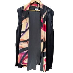 Linda Tilson Vintage XL Silk Art-to-Wear Hand-Dyed Artist red black Vest Jacket